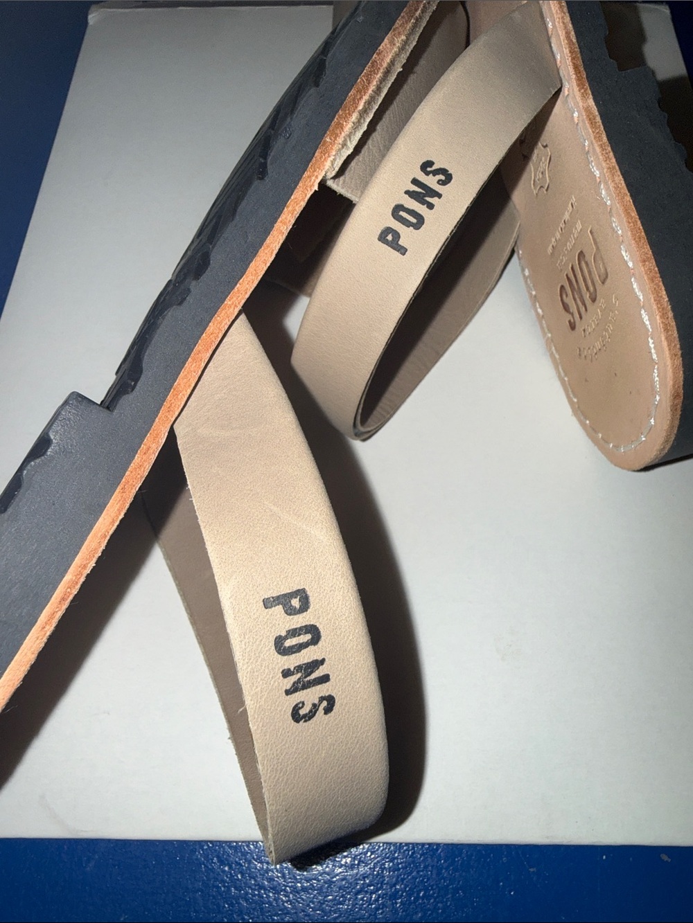 Pons Avarca Leather Sandals Taupe Gray Handmade Spain US 9 EU 39 - Picture 9 of 10
